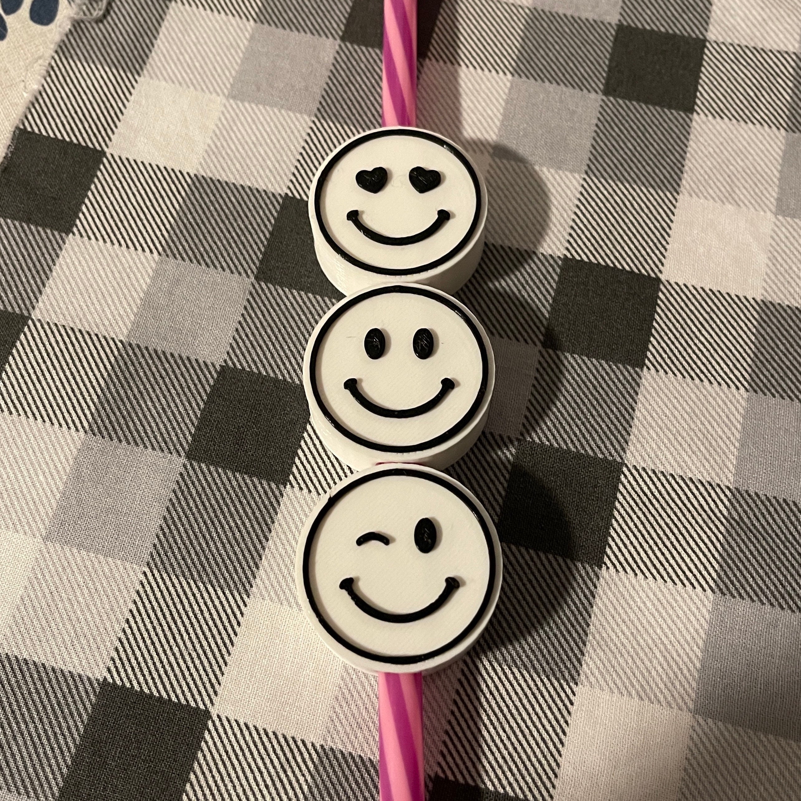 Happy face straw topper keep smiling smiley face fits Stanley