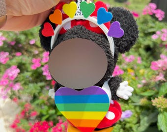 Rainbow Heart Outfit for Plush Keychain Doll, Rainbow Heart Headband Accessory, Blind Box Doll Clothes