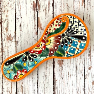 Ceramic Spoon Rest Colorful  Mexican Home Decor -  Kitchen Ceramic Decor Hand Painted in Mexico   Authentic Mexican Style Porta Cuccharas