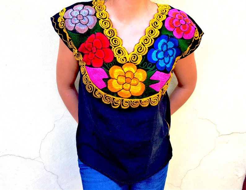 Casa Fiesta Designs Floral Mexican Blouse Authentic Etsy