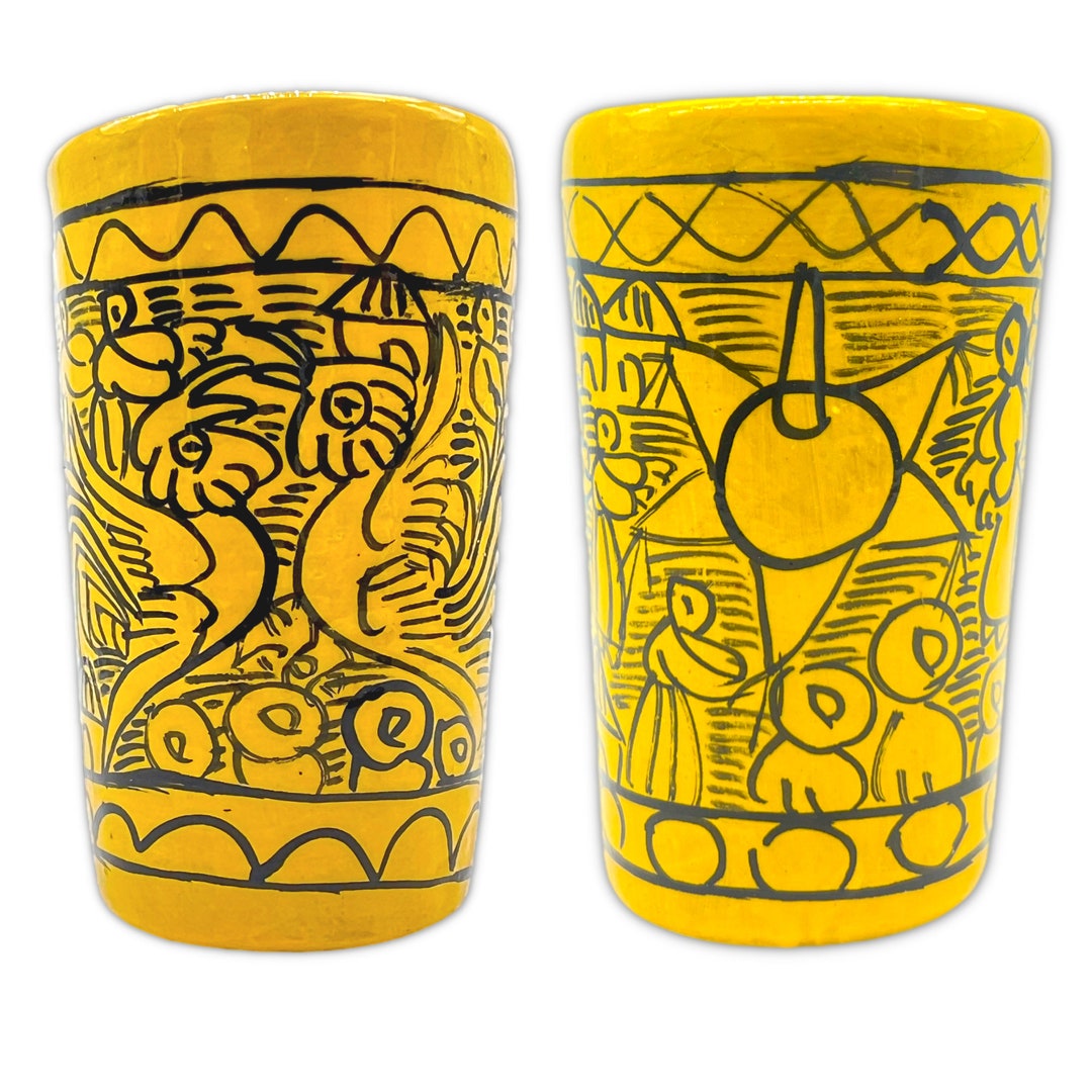 Handpainted Mexican Shot Glasses Vibrant Colors for Tequila, Mezcal