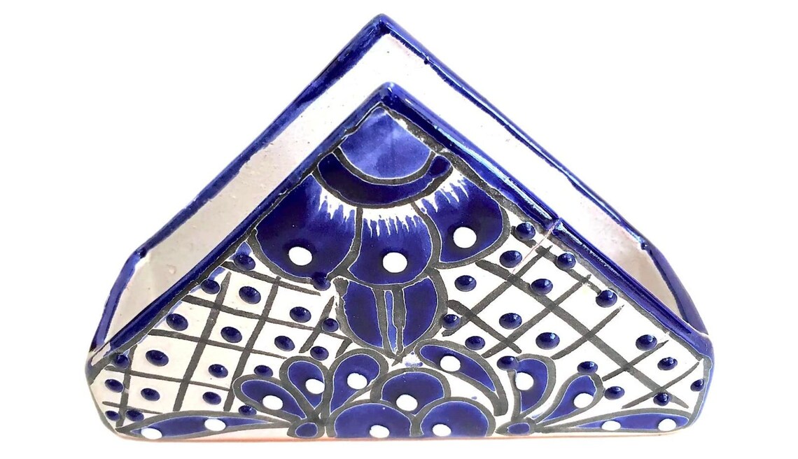 Ceramic Napkin Holder Hand Painted Authentic Mexican Etsy