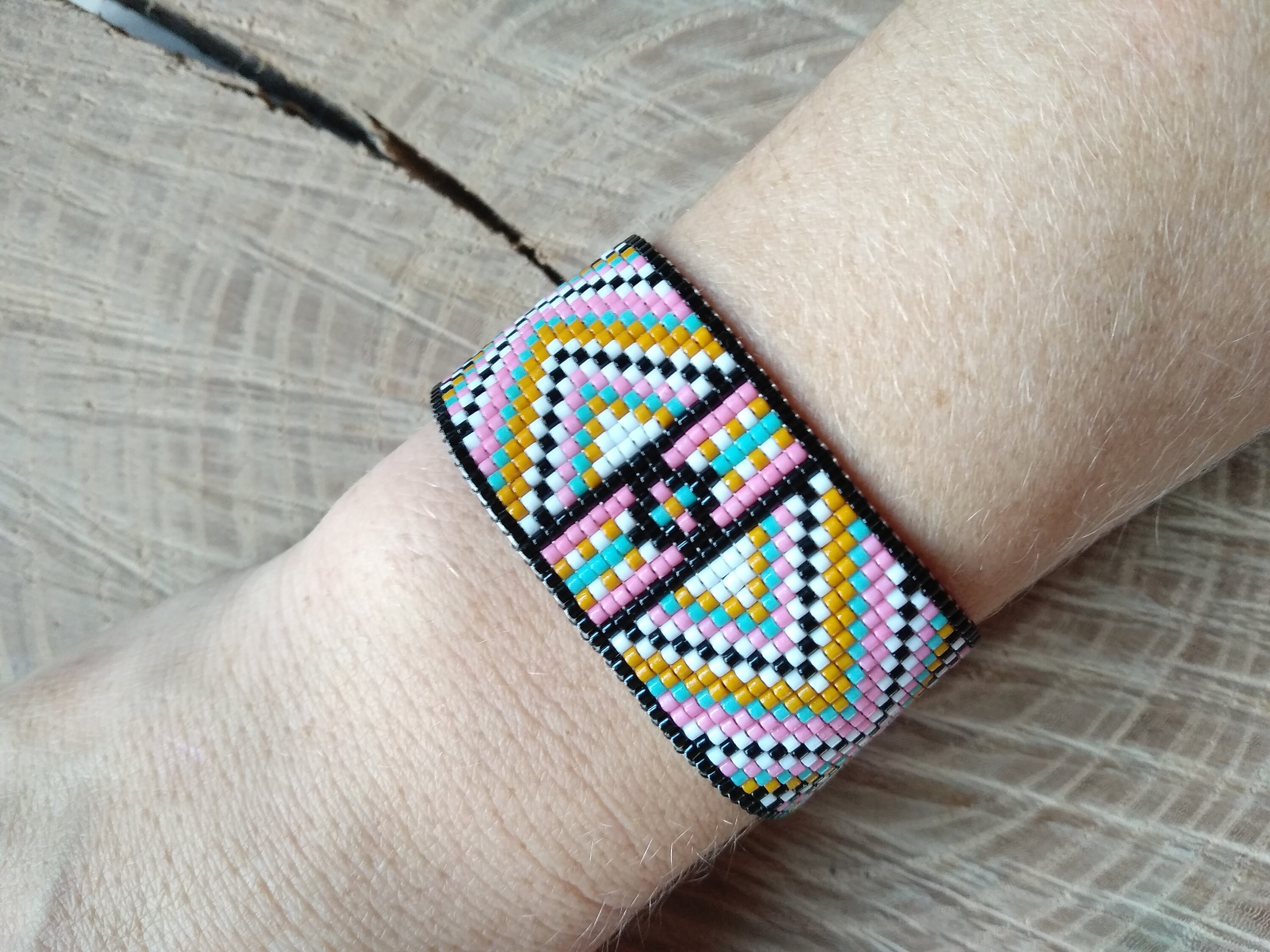 Bracelet Manchette Ajustable En Perles Miyuki Delica - Fait Main En France - Multicolore