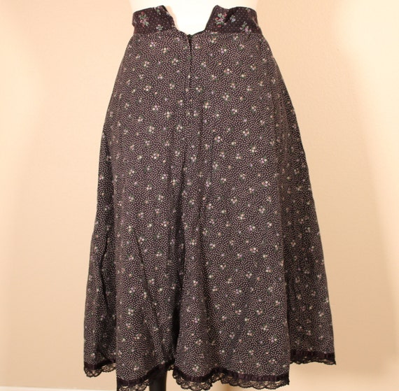 Gunne Sax black purple floral midi skirt 5 7 - image 3