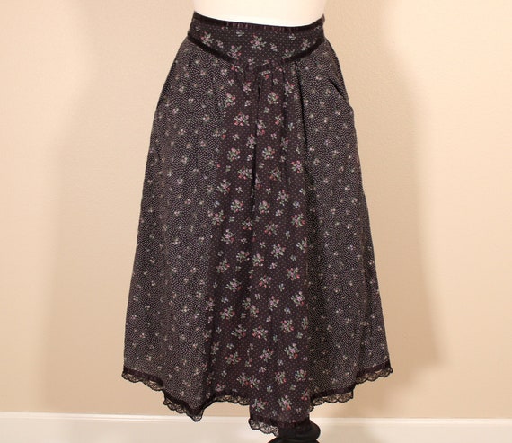 Gunne Sax black purple floral midi skirt 5 7 - image 1