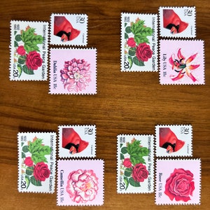 Red and Pink Vintage Postage - four sets