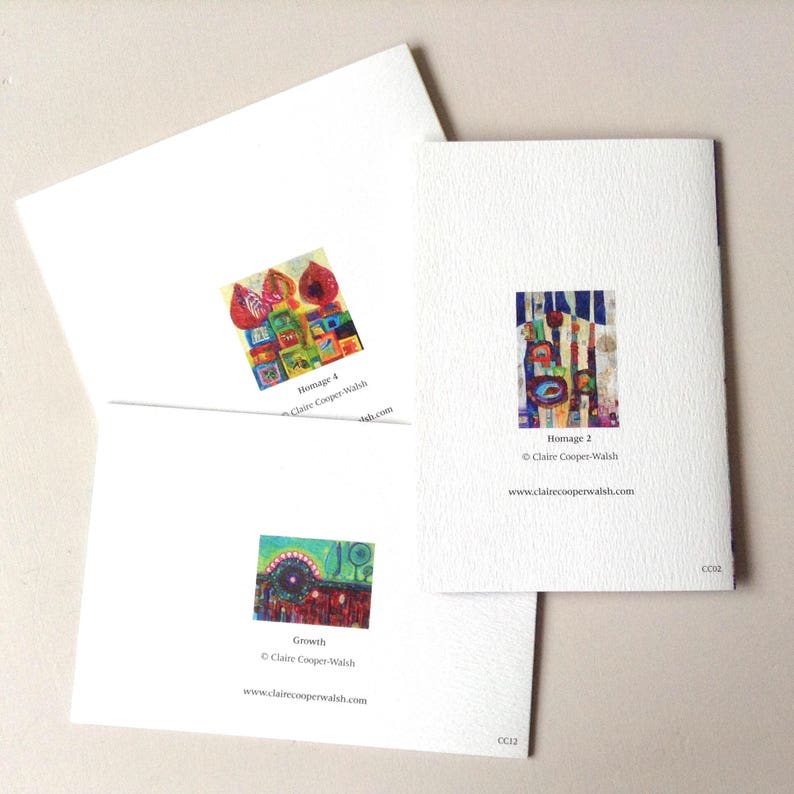 Set of 4 Fine Art greeting cards from choice of 12 colourful Etsy