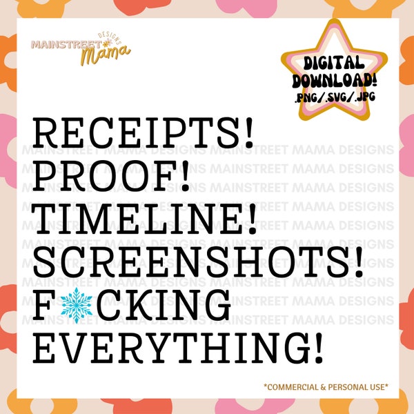 RHOSLC Receipts, Proof, Timelines, Screenshots | Digital File | svg png jpg | Salt Lake City | Real Housewives | Cricut | Screen Print