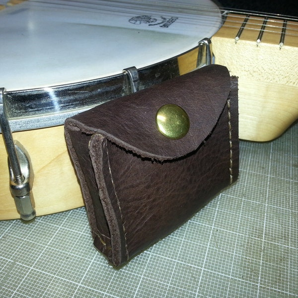 Banjo pick case, leather, made to order.