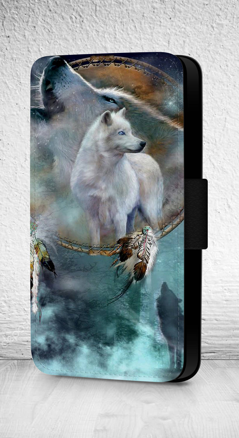Arctic Wolf Huskey Dream Catcher Cute Wallet Flip Phone Case Etsy - artic wolf roblox