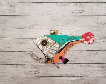 Fish sculpture, Wooden fish decoration, Recycled Wall Art, Marine life beach house decor   17.7 W in x 10.6 H in