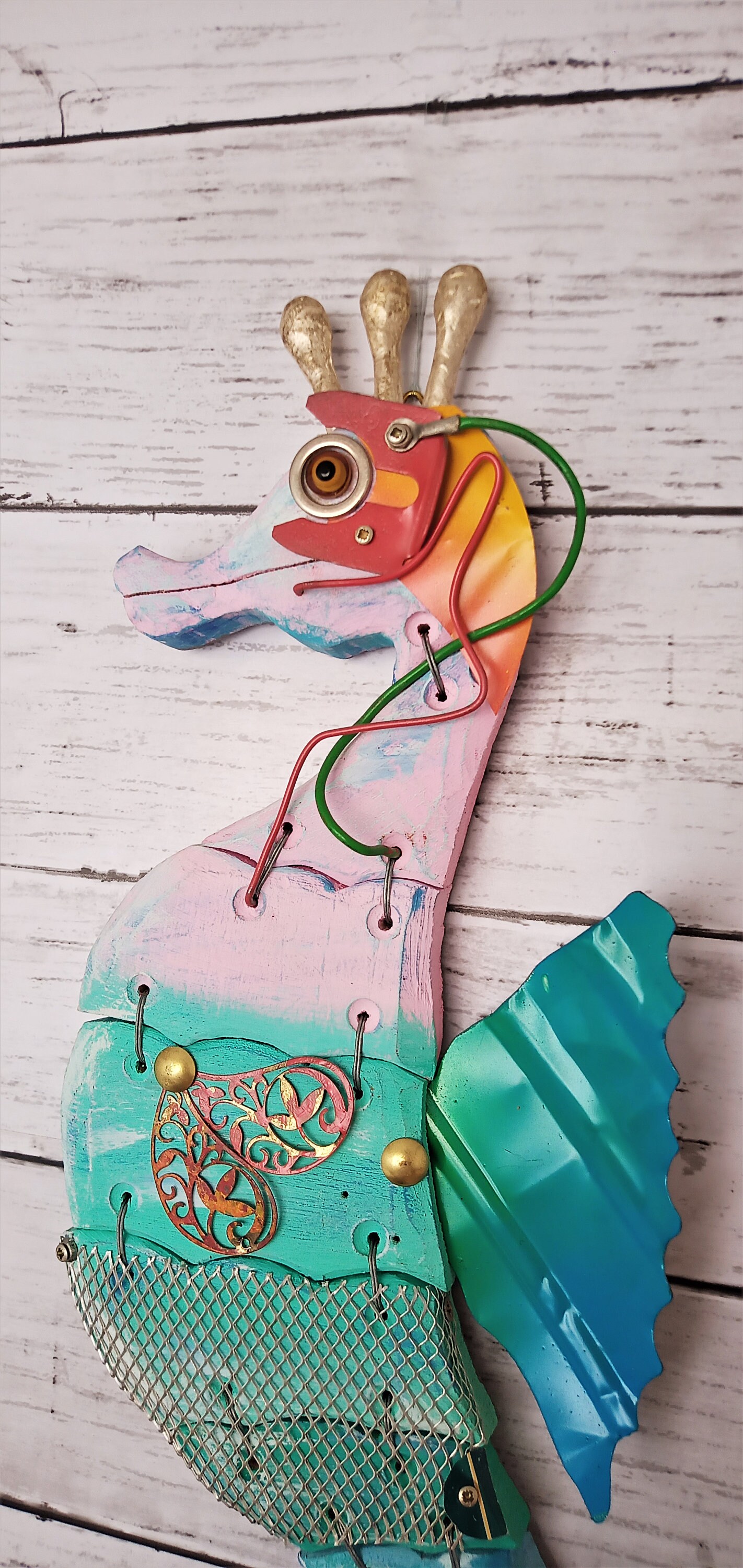 Seahorse Sculpture, Wall Art, Wood Carving, Marine Life, Beach Art