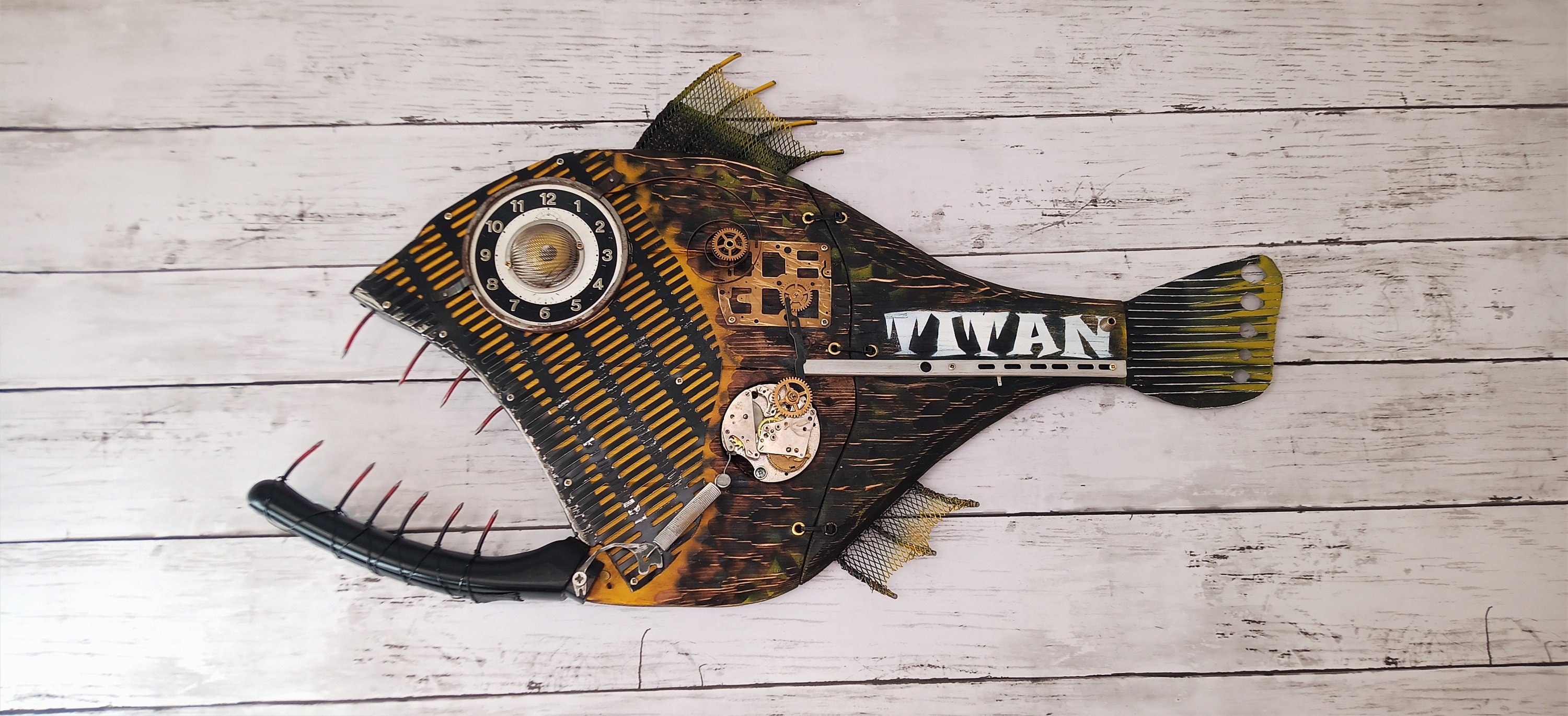 Monster Fish Wall Art, Steampunk Fish, Sculpture From Recycled Objects ...