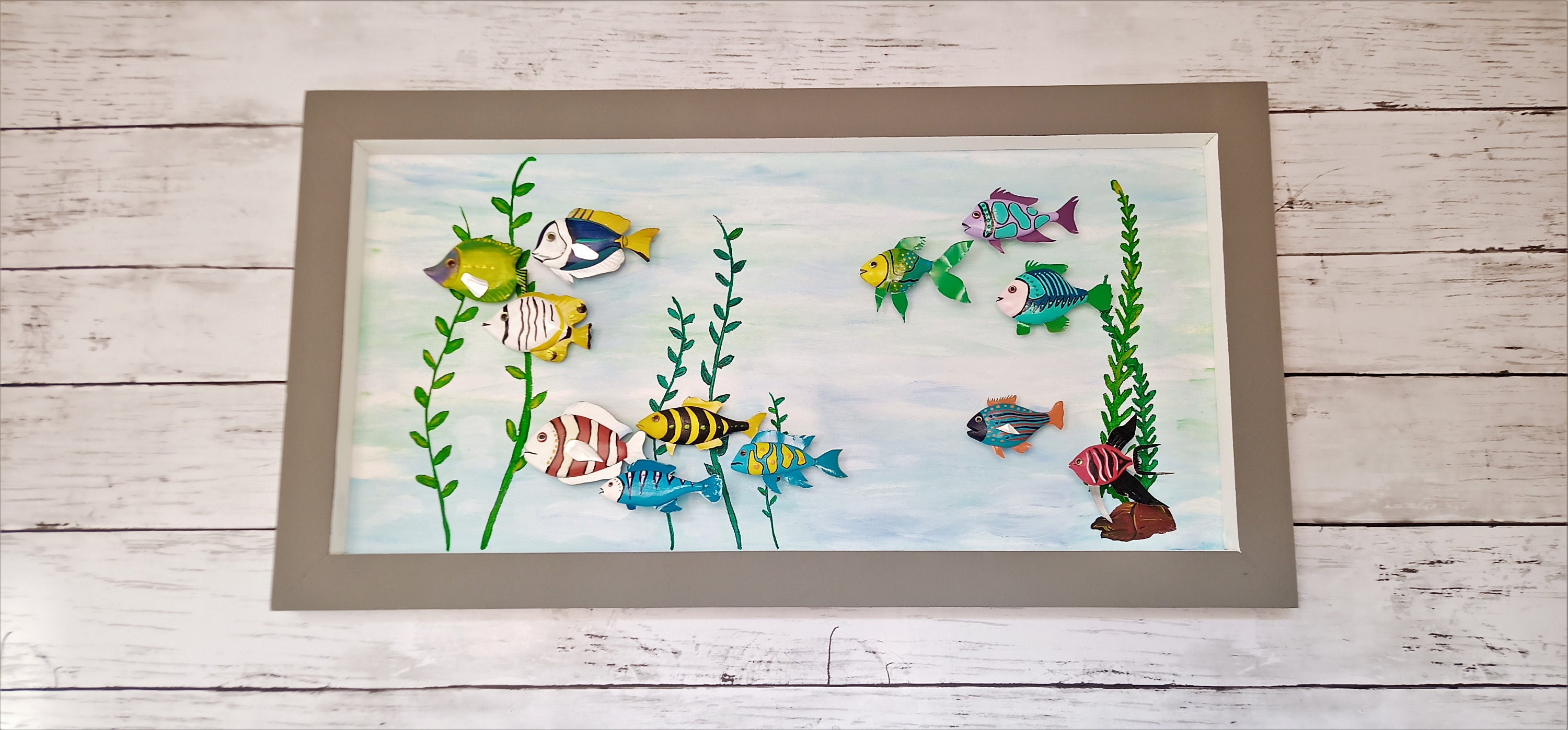 Fish Tank Wall Art Decor Wall Picture Underwater Life Coral Etsy
