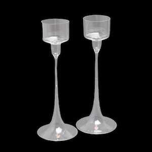 A very rare set of 2 large, 15&#39;/38cm vintage Orrefors candlesticks designed by Ingeborg Lundin