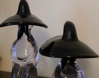 A set of 2 murano glass figures, murano glass mexicans, Attr. to lino Tagliapietra