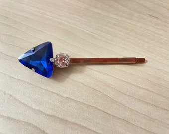 Sapphire Arrow Jeweled Hairpin, Rhinestone Hairpin, Embellished Bobby Pin