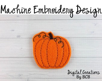Fall Pumpkin Feltie Embroidery Design: In The Hoop (Digital File)