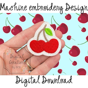 Cherry Hearts Feltie Embroidery Design (Digital Download)