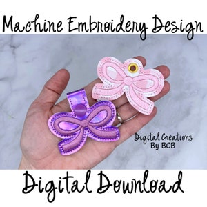 Diseño de bordado de ojal con lazo Coquette: Bordado a máquina con broches (descarga digital)