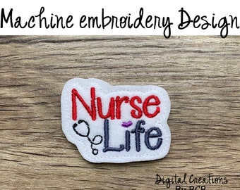 Nurse Life Filz-Stickdesign, digitale Maschinenstickdatei, In-the-Hoop-Stickerei