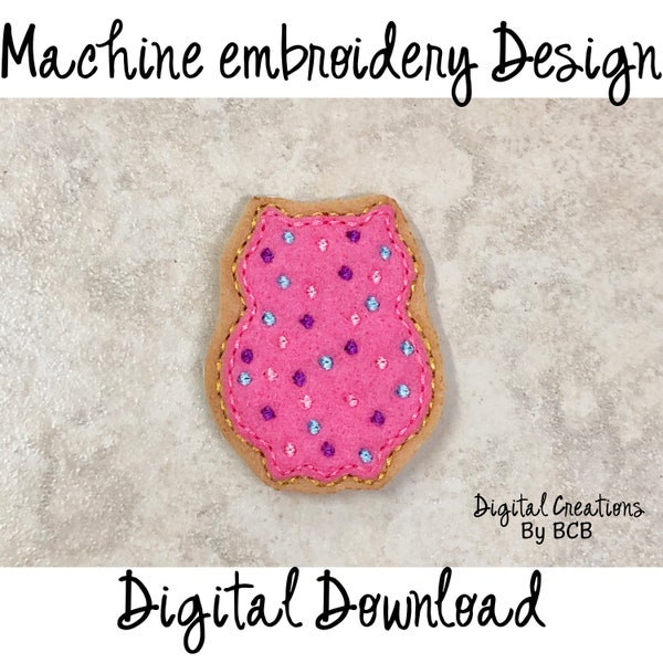 Owl Frosted Animal Cookie Feltie Embroidery Design, digital machine embroidery file, DIY embroidery