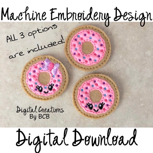 Donut Applique Feltie Embroidery Design Digital Machine Etsy
