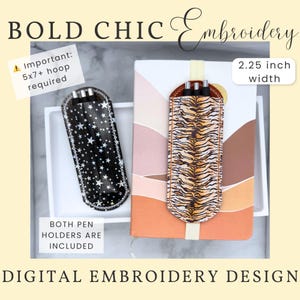 Jelly Pen Sleeve Embroidery Design: Planner Pen Holder (5x7 Hoop) (Digital Download)