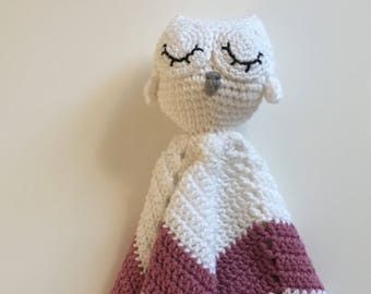 Ready to ship//Crochet sleeping owl comfort/security blanket