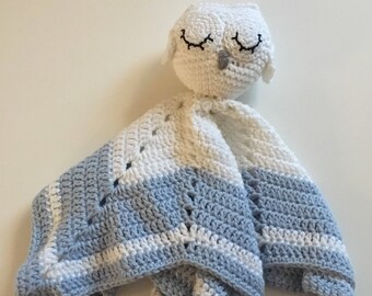 Ready to ship//Crochet sleeping owl comfort/security blanket