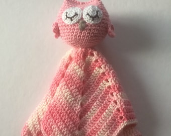 Ready to ship//Crochet sleeping owl comfort/security blanket