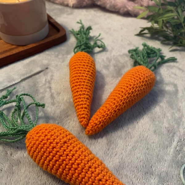 Crochet carrot toy/crochet vegetables/soft toys/crochet miniature food/pretend play food/kitchen for kids