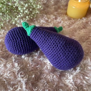 Crochet aubergine toy/crochet fruit/soft toys/crochet miniature food/pretend play food/kitchen for kids