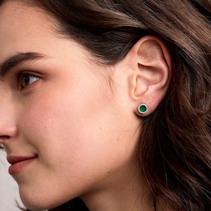 Natural Green Jade Earring Studs