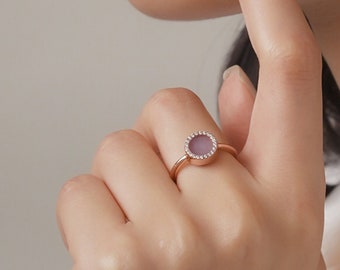 Natural Lavender Jade Small Ring