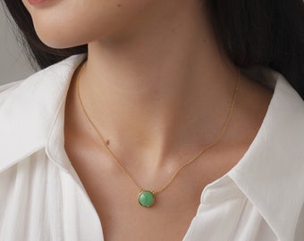 Natural Apple Green Jade Necklace