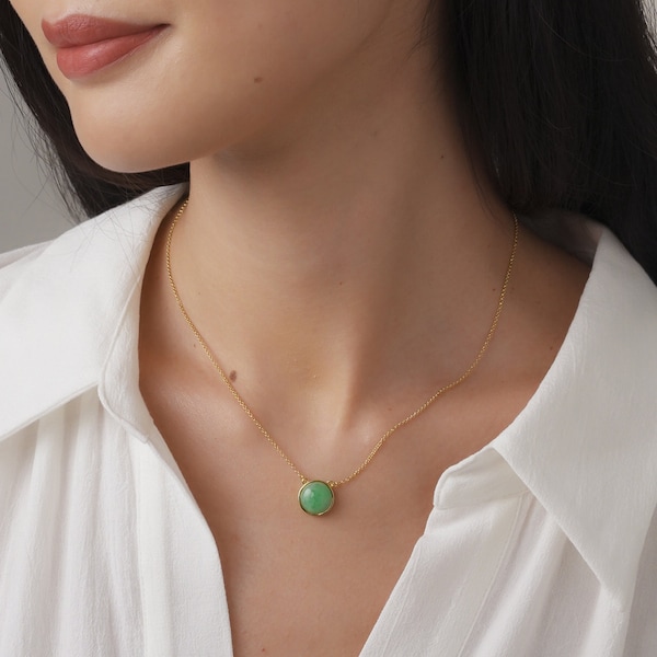 Collier en jade vert pomme naturel