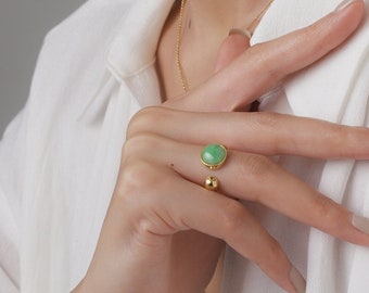 Natural Apple Green Jade Ring