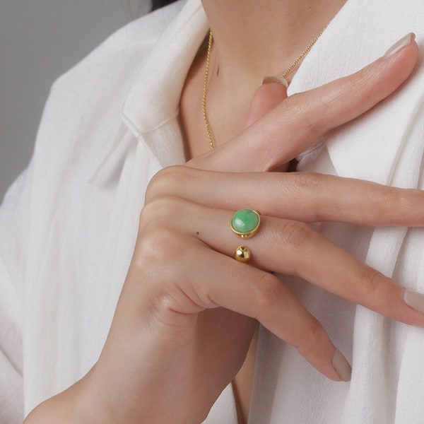 Natural Apple Green Jade Ring