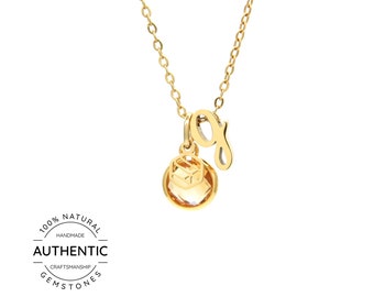 Birthstone Gold Necklace With Initial Letter