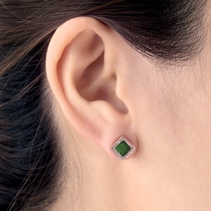 Natural Green Jade Earring Studs