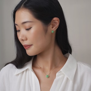 Natural Apple Green Jade Necklace image 2