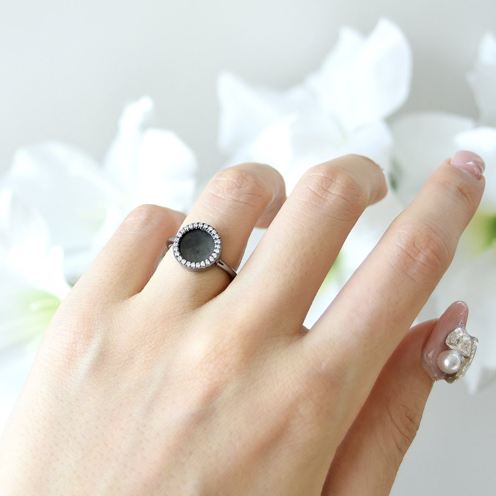 Natural Black Jade Ring in Minimal Style Etsy