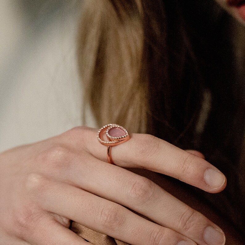 Natural Lavender Jade Ring in Rose Gold for Women image 3