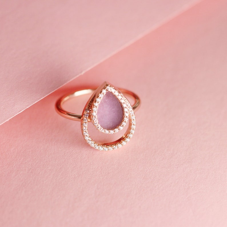 Natural Lavender Jade Ring in Rose Gold for Women image 1