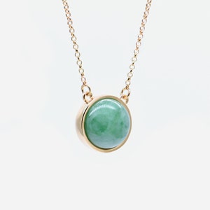 Natural Apple Green Jade Necklace Champagne Gold