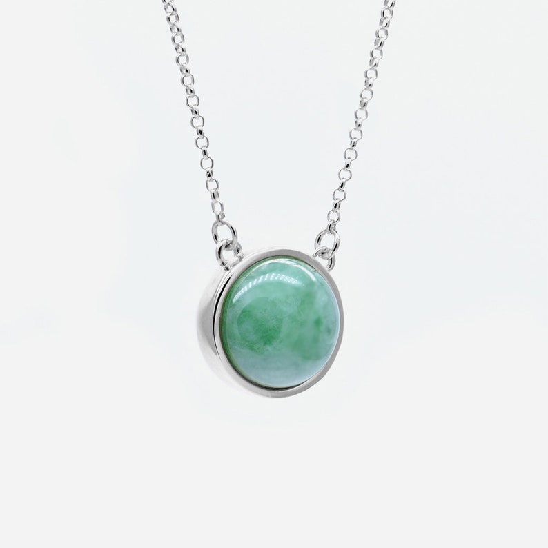 Natural Apple Green Jade Necklace White