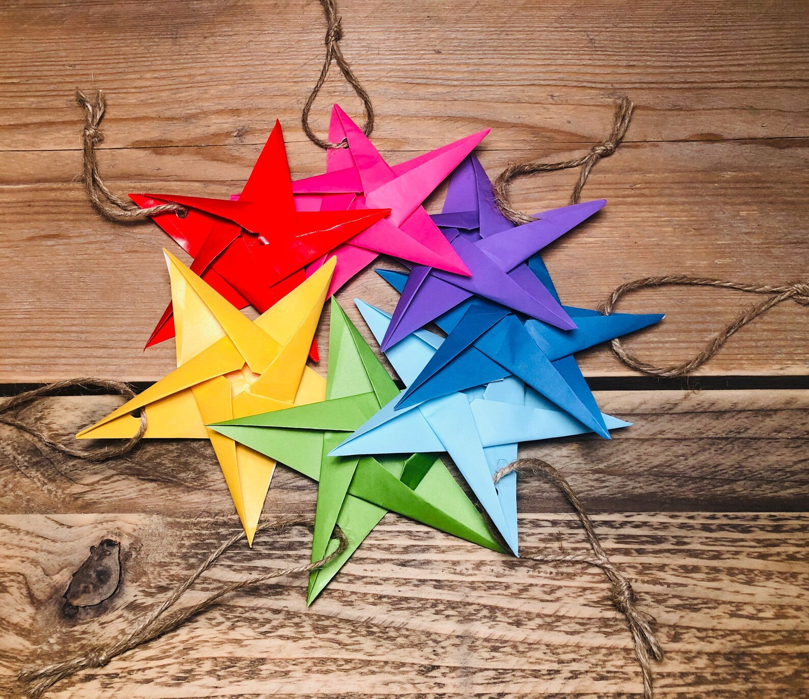 Paper Star Hanging Decoration Set of 15Origami Etsy