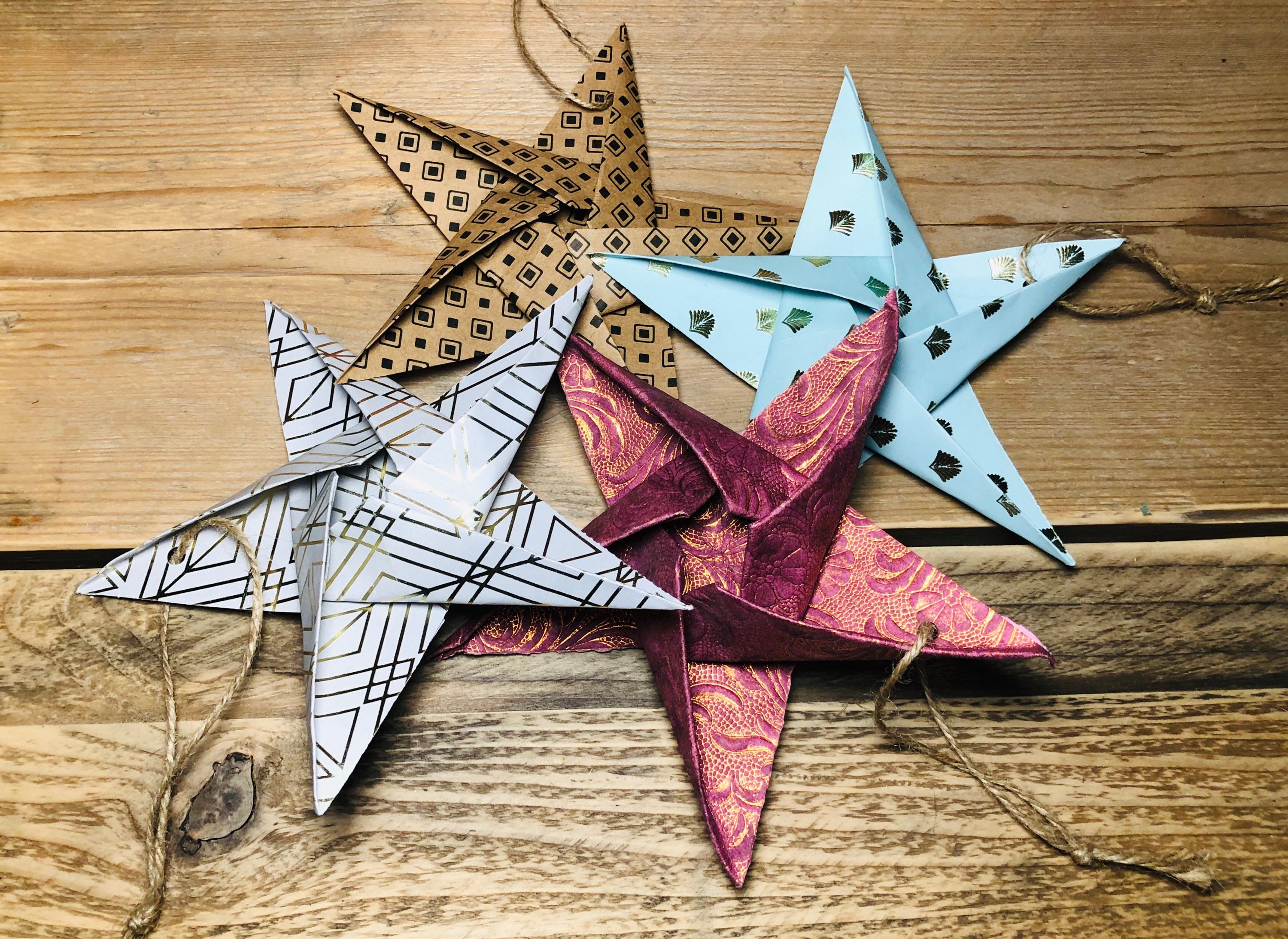 Paper Star Hanging Decoration Set of 3 Origami Star Etsy