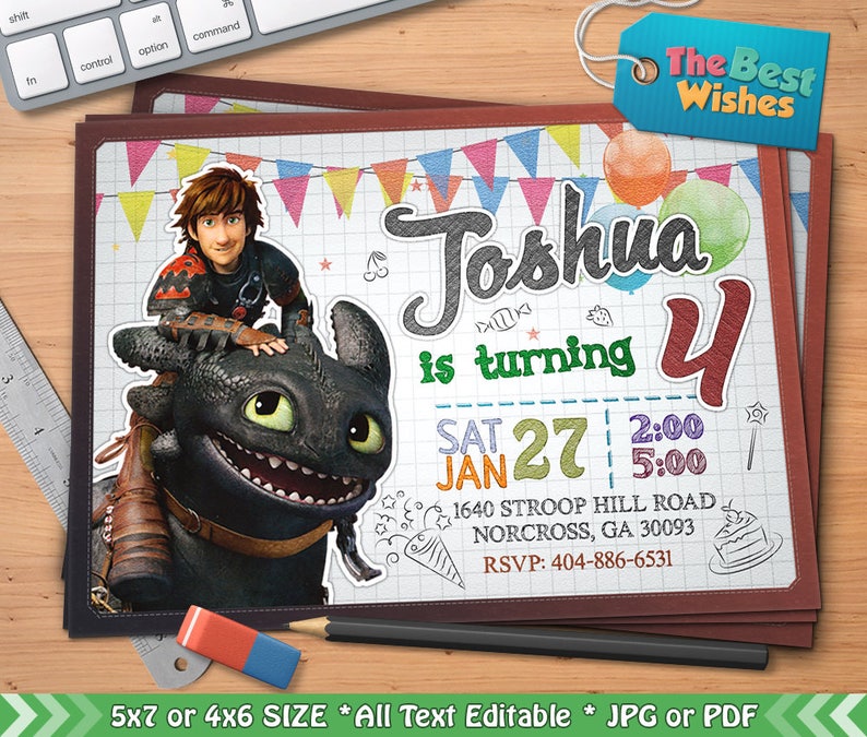 How to train your dragon invitation Dragon Invitation Dragon | Etsy